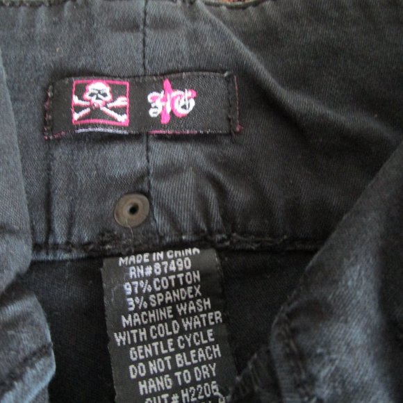 Kik girl black low rise street jeans Size 3, 29x28". Lace satin trim. 90s-2k. - Picture 15 of 15